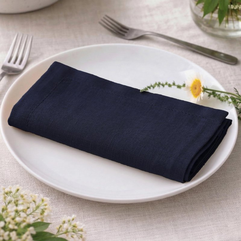 Ramanta Home Navy Cotton Dinner Napkins Set of 12, 18x18 Inch 100% Cotton Cloth Napkins, Reusable Fabric Table Napkins for Everyday Dining, Parties, Weddings, Spring & Easter Table Décor Washable