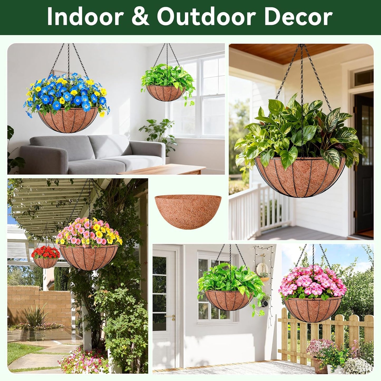 ZeeDix Coconut Liners - 10 Inch Round Coir Replacement for Planters | Ideal for Flowers & Vegetables