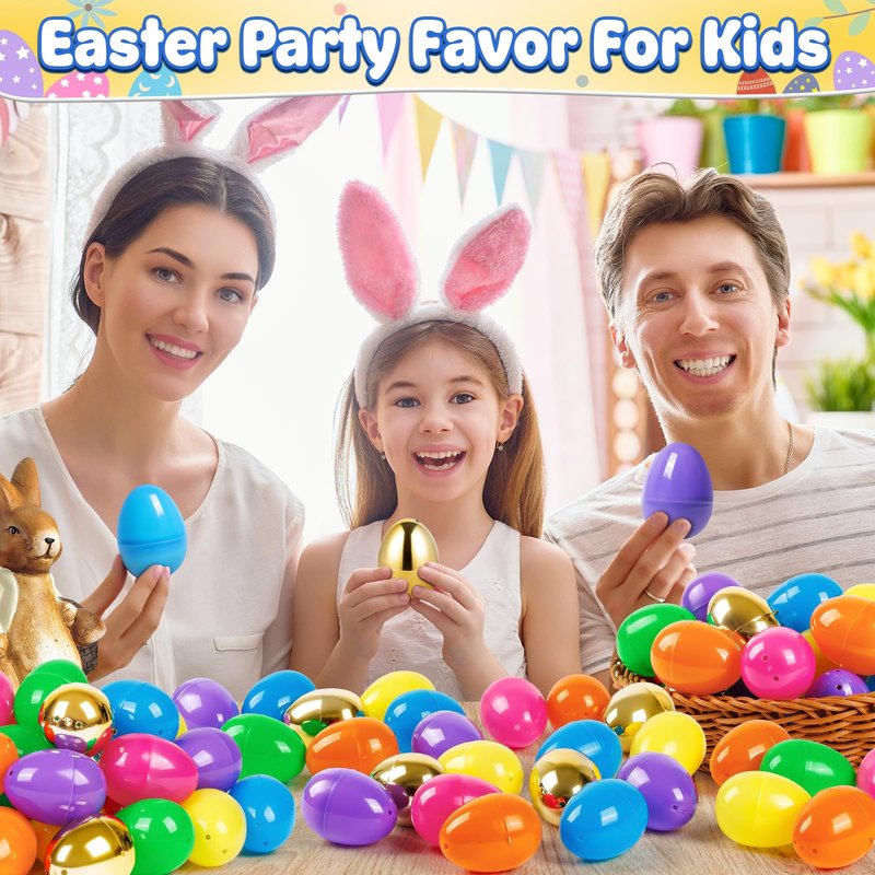 Duchong 36 Count 3.15" Plastic Easter Eggs, 30 Pcs Empty Suprise Eggs 6 Pcs Golden Eggs Bulk, Fillable Eggs with Hinge for Easter Hunt, Basket Stuffers Fillers, Easter Party Favor Decorations