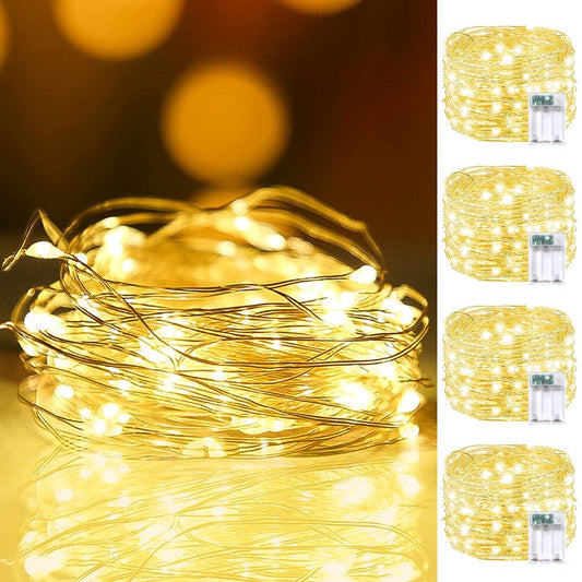 4Pack 80FT 240LED Fairy Lights Battery Operated with Remote & Timer | 8 Modes Twinkle String Lights Battery Powered Indoor Outdoor Waterproof for Bedroom Wedding Classroom Christmas Décor, Warm White