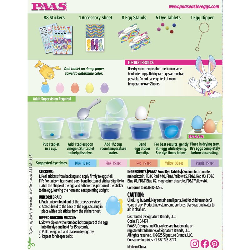 PAAS Unicorn Egg Decorating Kit – Create Magical Unicorn Eggs with 5 Dye Tablets, 88 Stickers, and 1 Accessory Sheet