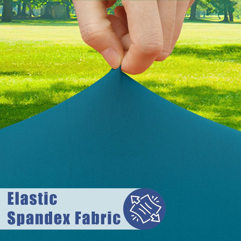 Moosfor Round Spandex Tablecloth, Elastic Fitted Waterproof Tablecloths for 25"-30" Tables, Stretch Washable Picnic Table Cover for Camping, Dining, Indoor and Outdoor,Peacock Blue