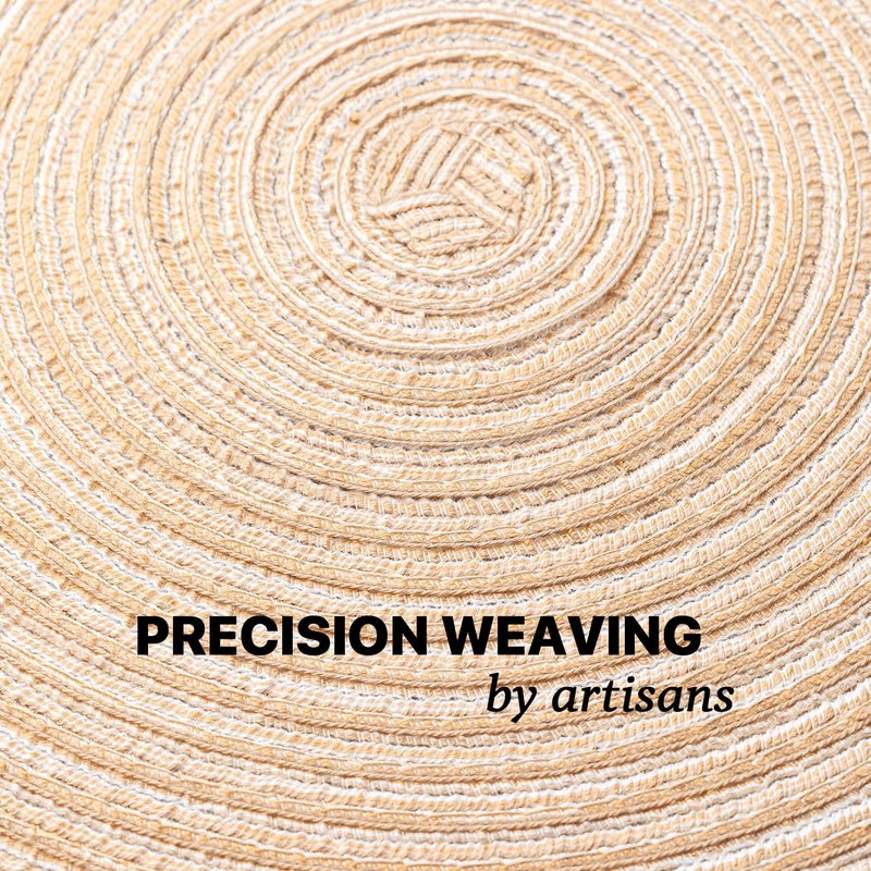 Round Placemats Set of 6 Woven Placemats Washable Braided Table Mats for Dining Table Heat Resistant Non-Slip Circle Place Mats(Beige)