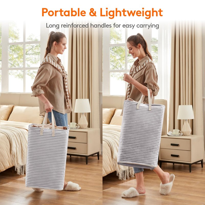 Lifewit 1 Pack Laundry Basket 65L Each, Collapsible Clothes Hamper with Reinforced Handles, Freestanding Waterproof Design for Bedroom and Laundry Room, Grey 65L Total