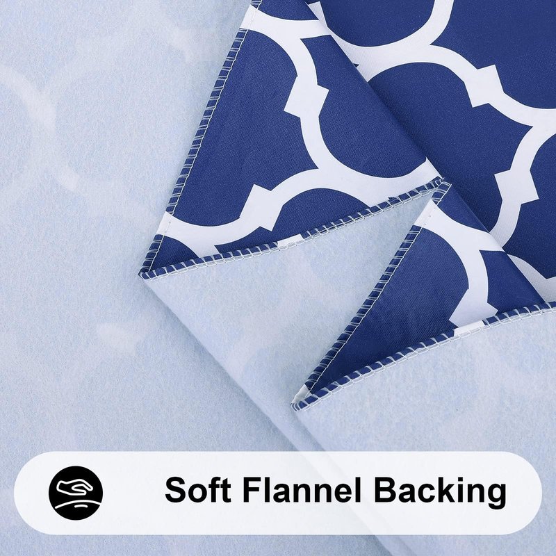Smiry Rectangle Table Cloth Cover, Waterproof Vinyl Tablecloth with Flannel Backing for Rectangle Tables, Wipeable Spillproof Plastic Tablecloths for Dining, Camping and Indoor (60"x84", Navy)