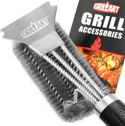GRILLART Grill Brush - 18" Stainless Steel BBQ Brush with 3-in-1 Bristles for Safe Cleaning