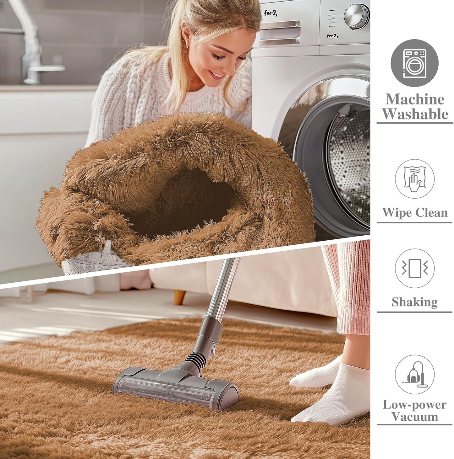 OLANLY Large Area Rug - Soft Fluffy Shaggy Carpet for Living Room & Bedroom | 8x10, Khaki
