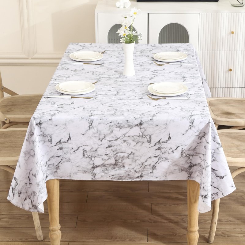Walrus Heavy Duty Vinyl Tablecloth with Flannel Backing Waterproof Oil-Proof Plastic Table Cloth Stain-Resistant Wipeable Rectangle or Square Table Cover for Indoor and Outdoor (Marble, 60X102 Inch)