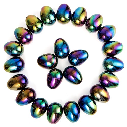 JOYIN 2.3'' Easter Eggs, 24 Pcs Plastic Eggs Metal Color for Filling Specific Treats, Colorful Easter Theme Party Favor, Classroom Prize Supplies