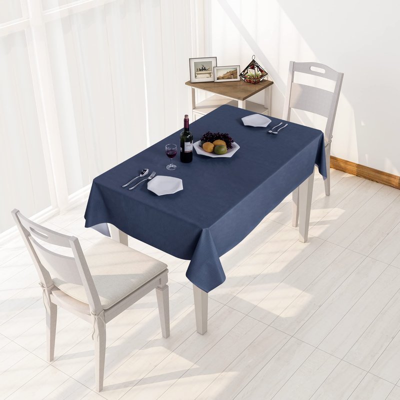sancua 100% Waterproof Rectangle PVC Tablecloth - 54 x 54 Inch - Oil Proof Spill Proof Vinyl Table Cloth, Wipe Clean Table Cover for Dining Tables, Buffet Parties and Camping, Greyish Blue