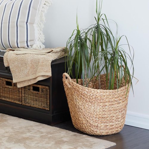 Deco 79 Seagrass Storage Basket - Large Woven Organizer with Ring Handles | 20" x 18" x 19", Brown