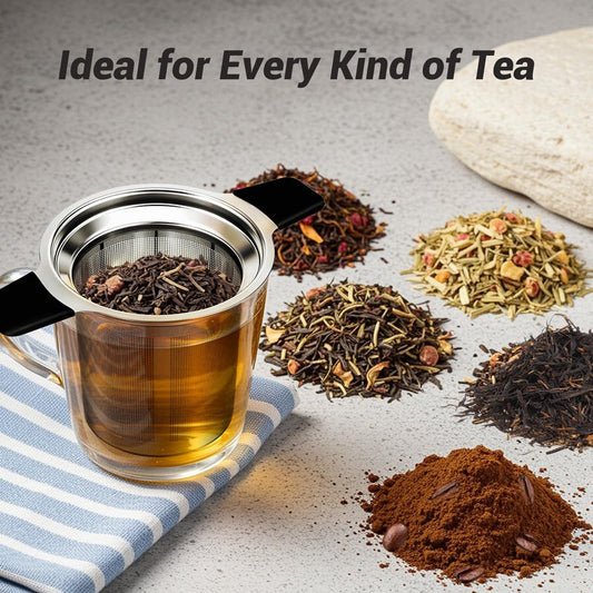Tifanso Stainless Steel Tea Infuser Steeper Strainer for Loose Leaf Tea, Fine Mesh Reusable Diffusers Ball Bag Filter Holder with Heat Proof Handles for Teapots, Mugs, Cups