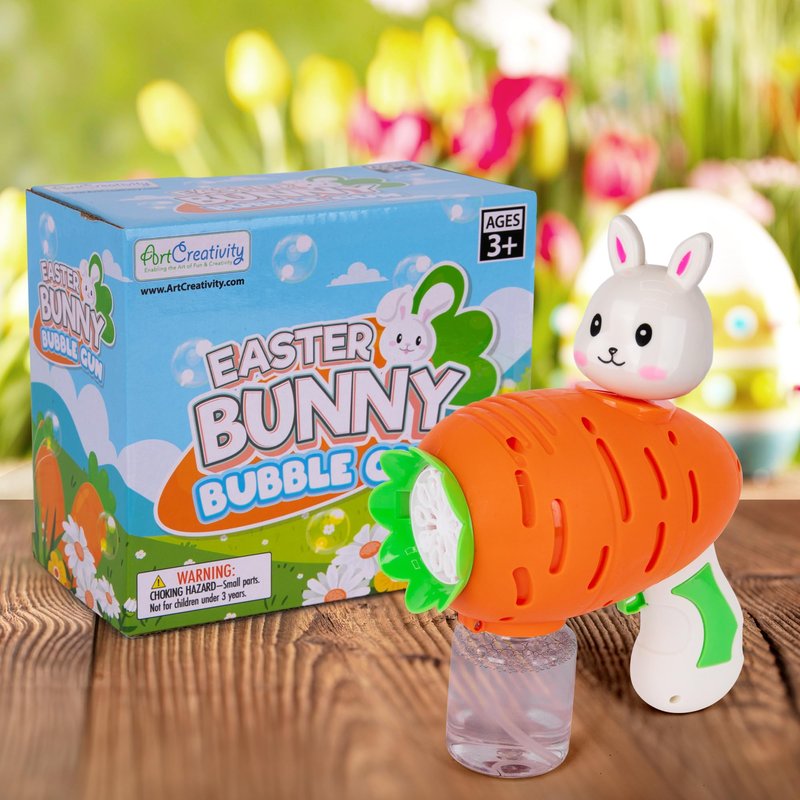 ArtCreativity Bunny Bubble Gun – Fun Carrot-Shaped Easter Bubbles Toy with 100ml Solution – Perfect Easter Stuffers for Kids, Toddler Boy Basket Stuffers, and Bubble Play for Boys & Girls