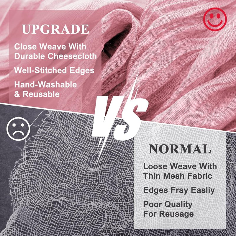 Wokceer Cheesecloth Table Runner 6Pack 10FT Pink Boho Gauze Cheese Cloth Table Runner for Party Long Rustic Sheer Table Runners for Baby Bridal Shower Wedding Easter Table Decor