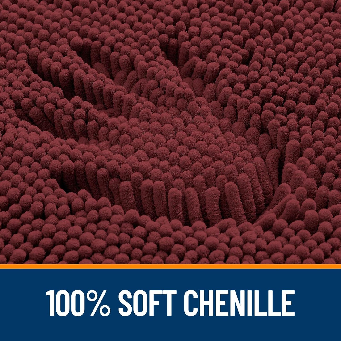 OLANLY Bathroom Runner Rugs - Soft Absorbent Chenille Bath Mats | Quick-Dry Rubber Backing, 47x20, Andorra Red-Brown
