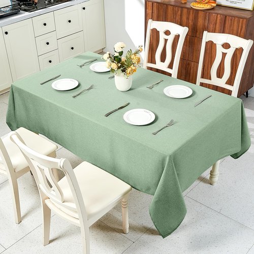 IVAPUPU Textured Linen Table Cloth for Rectangle Tables - Sage Green Tablecloths Rectangular Waterproof Wrinkle Free Wipeable Dining Table Cover for Spring Easter Decor Wedding Birthday, 52 x 70 Inch