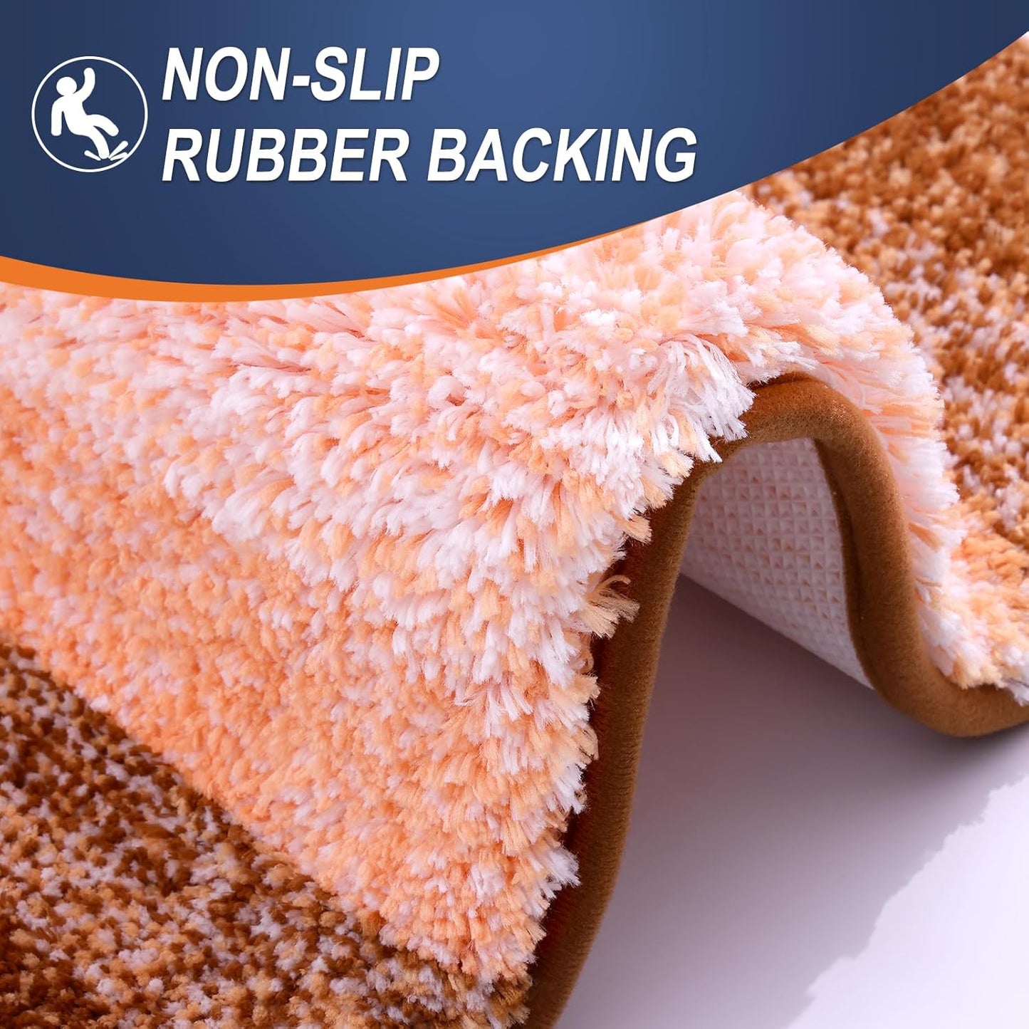 OLANLY Large Bathroom Rug Mat - Extra Soft Microfiber, Quick Dry & Machine Washable | 54x24 Inches, Orange