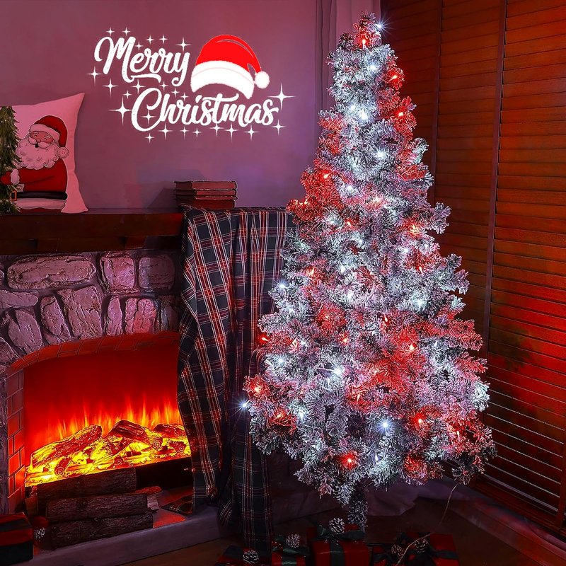 4-Pack Red and White Fairy Lights Battery Operated with Timer, Waterproof 16FT 50 LED String Lights Outdoor Indoor, Christmas Lights for Bedroom Home Wedding Birthday Xmas Parties and Centerpieces