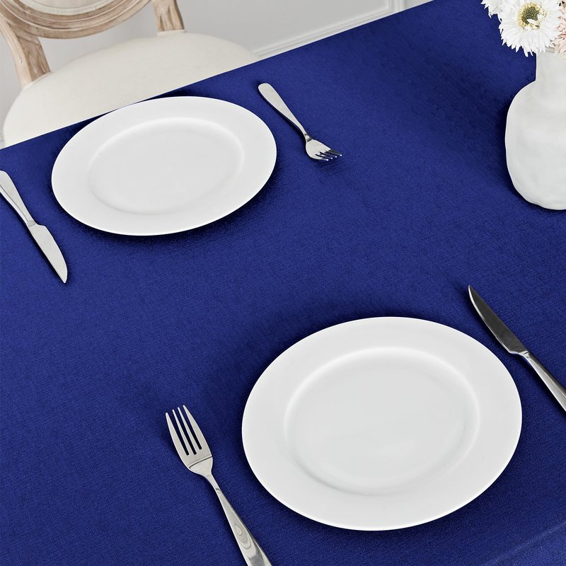 Veblandy Rectangle Tablecloth Waterproof 60x144 inch Linen Textured Table Cloth Stain and Wrinkle Resistant Washable, Decorative Fabric Table Cover for Dining, Party and Camping, Royal Blue