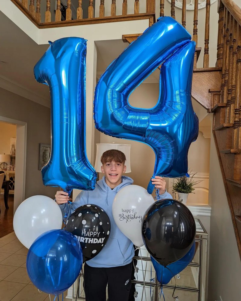 Navy Blue Number 14 Balloon 40 inch, 14 Number Balloons, 14th Navy Blue Birthday Decorations, 14 Year Old Girls Boys Blue Party Supplies
