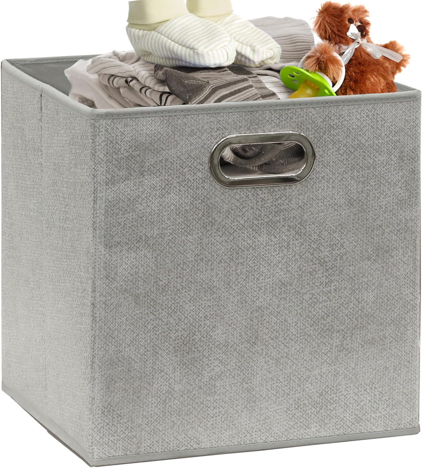Simple Houseware 11-Inch Collapsible Fabric Cube Storage Bins - Gray, Printed Design, 6 Pack