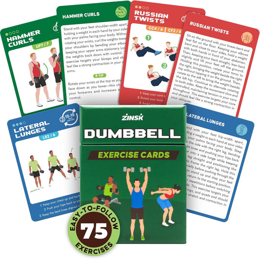 75 Dumbbell Workout Cards - Full Body Weight Training Exercise Deck for At-Home Fitness | 12 Pre-Made Strength Workouts