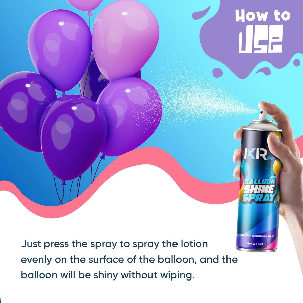 **ixirpro Balloon Shine Spray - Instant High Gloss Finish for Party Decorations | 2 x 16.9 oz**