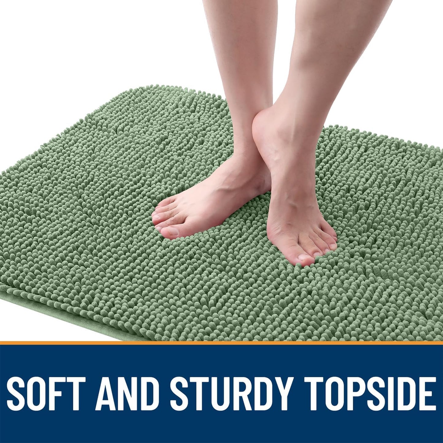 OLANLY Dog Door Mat - Absorbent Non-Slip Chenille for Muddy Paws | 48x30 Inches, Quick Dry, Olive Green