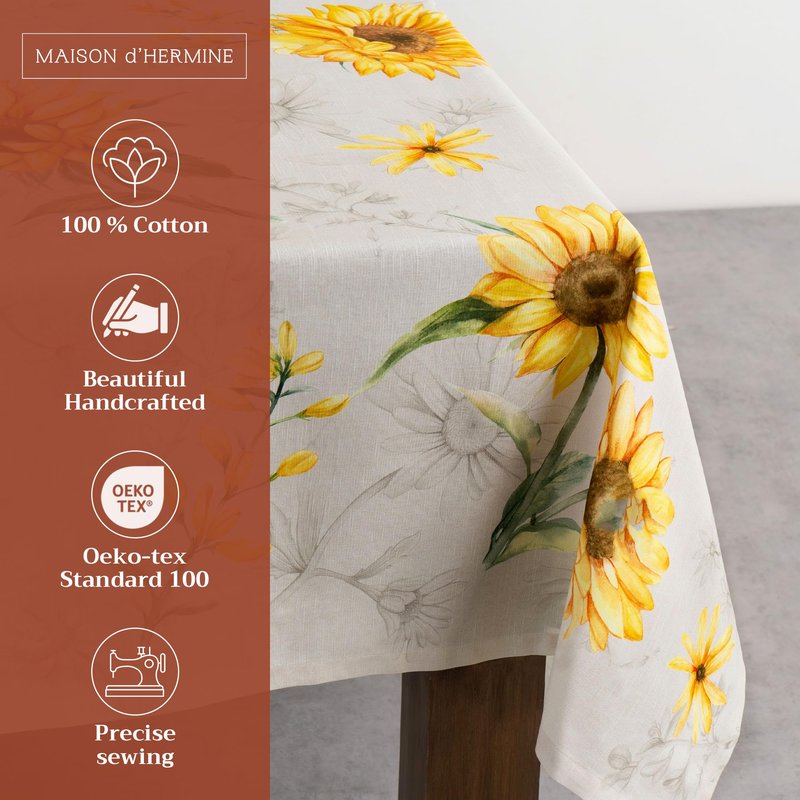 Maison d' Hermine Table Cloth Rectangle Table 100% Cotton 60 x 108 Inches Tablecloth Reusable Decorative for Dining Kitchen Room Farmhouse Home Gifts for Mothers Day Spring Summer - Candice