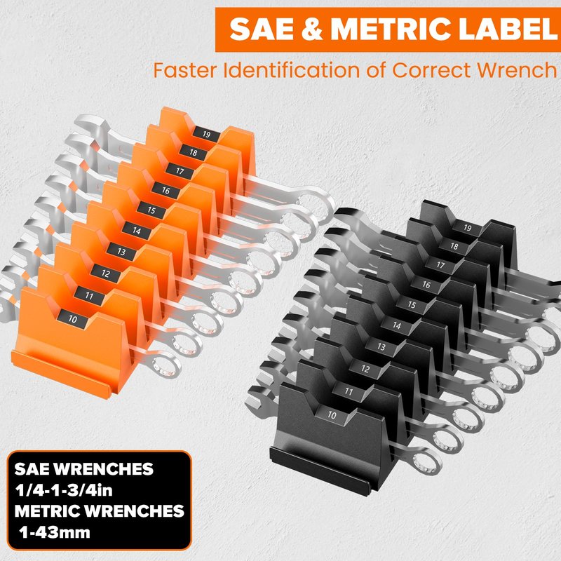 40PCS Modular Wrench Organizer - Wrench Tool Organizers for Tool Drawer Storage, Wrench Storage Set with Metric & SAE Label, Wrenches Rack Tool Gift for Professional Mechanics Men, Black & Red