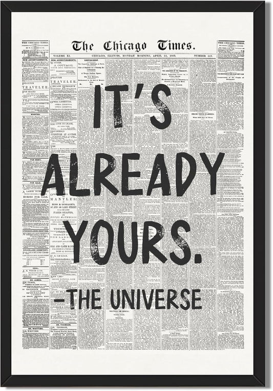 Licpach Retro Black and White Newspaper Wall Art - Inspirational Quote Canvas Print | 8x12 Inch Black Frame
