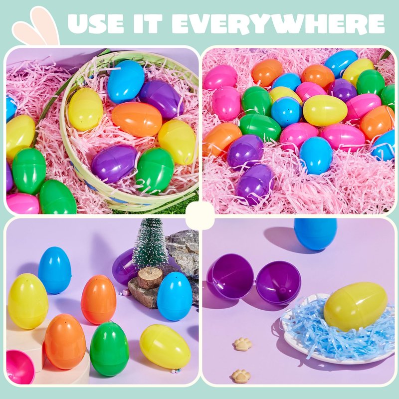 JOYIN 3.15" Easter Eggs, Fillable Plastic Eggs Empty Colorful Bright Eggshells with Hinge for Easter Hunt, Filling Treats, Party Favor, Basket Stuffers, Classroom Prize Supplies, 18PCS