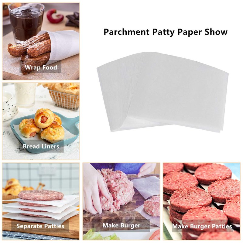 Katbite Hamburger Patty Paper 1000Pcs, 5.5"x5.5" Non Stick Parchment Paper Squares Sheets for Patty Seperate, Burger Press, Ground Beef, Freezing or Candy Wrappers, Use for Oven, Microwave or Freezer