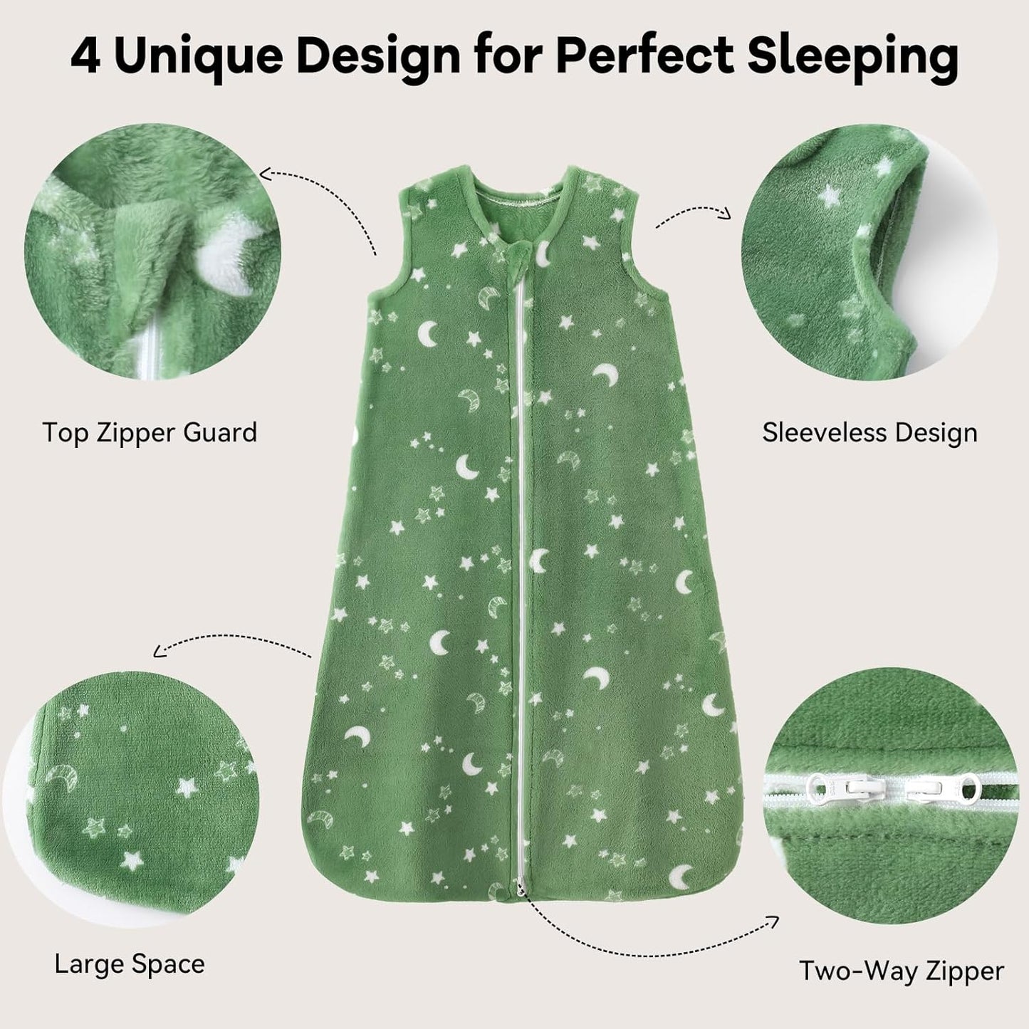 Unnivoll Baby Sleep Sack | Fleece Wearable Blanket 2.0 Tog for Infants 6-12 Months - Medium Blue Green Planet