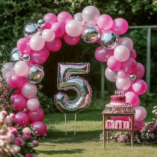 RUBFAC 129pcs Pink Balloons Different Sizes 18 12 10 5 Inches for Garland Arch, Pink Balloon for Mother's Day Valentine's Day Birthday Baby Shower Gender Reveal Wedding Party Decoration