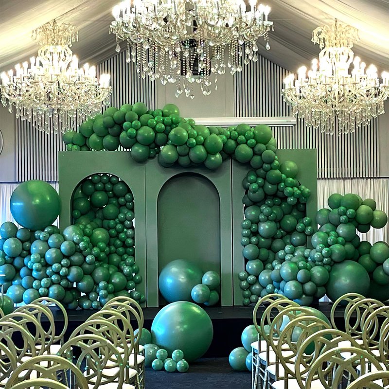 PartyWoo Pearl Dark Green Balloons 140pcs Different Sizes Pack of 18 12 10 5 Inch Pearl Emerald Hunter Forest Green Balloon Arch Kit for Jungle Dinosaur Theme Birthday Party Decorations Green-Z01