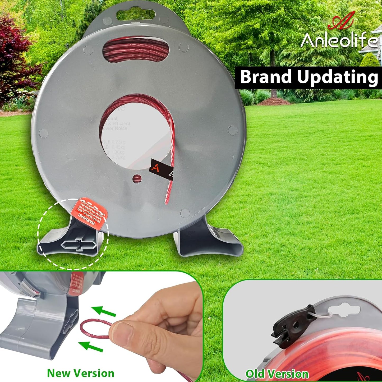 ANLEOLIFE String Trimmer Line - 1-Pound Commercial Square .065-Inch x 370 ft with Built-In Cutter - Orange