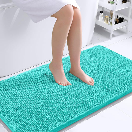OLANLY Bathroom Runner Rugs - Extra Soft Chenille Bath Mats | Quick-Dry & Machine Washable, Teal 44x24