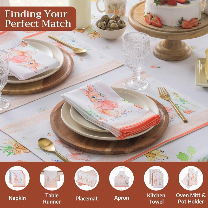 Maison d' Hermine Table Cloth Square Table 100% Cotton 54 x 54 Inches Tablecloth Reusable Decorative for Dining Kitchen Room Farmhouse Home Gifts for Mothers Day Spring Summer - Bunny Party