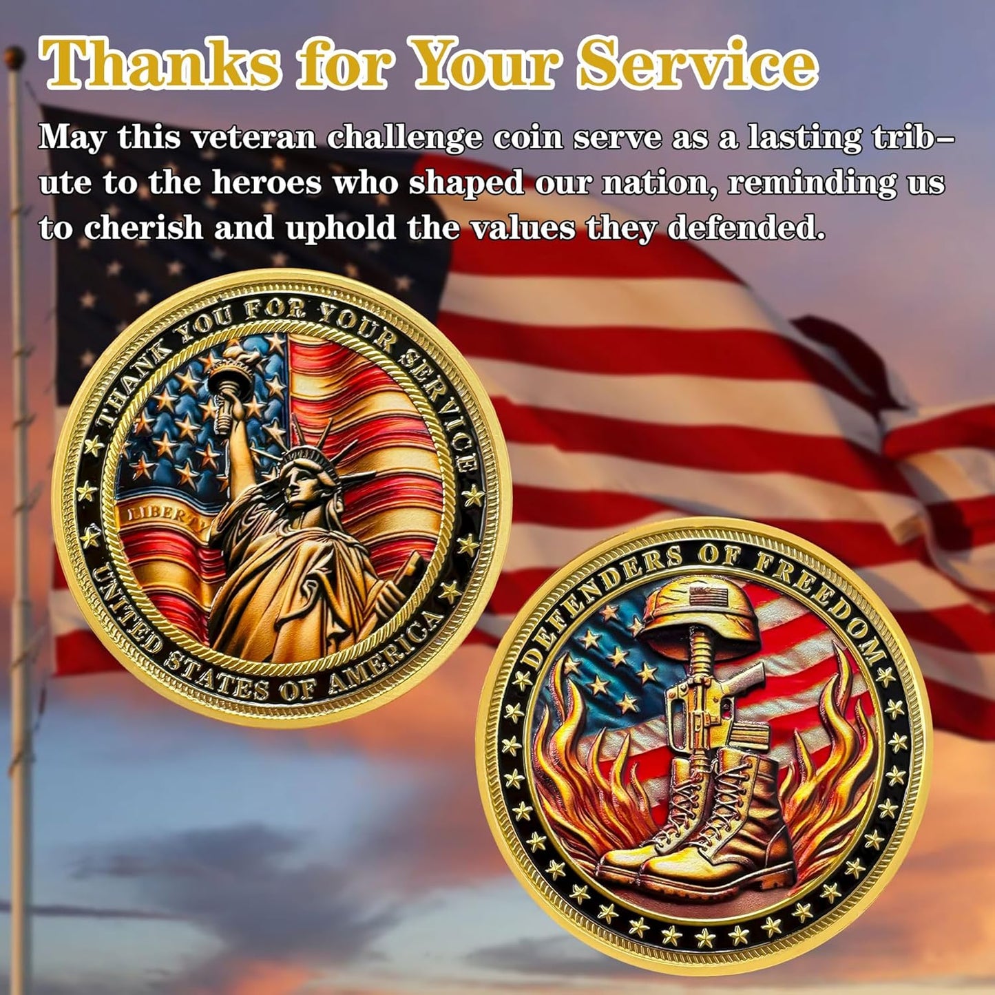 **Flame Boots Military Challenge Coin - Patriotic Eagle Flag Commemorative Token for US Army Veterans**