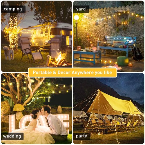 JMEXSUSS Globe Battery Operated Christmas Lights Indoor, 100 LED Battery Powered String Lights Outdoor Waterproof, 33ft Christmas String Light with Remote Timer for Bedroom Camping Decor, Warm White