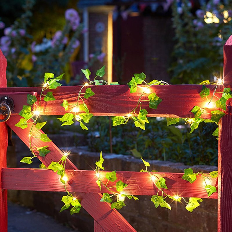 KASZOO 2 Pack 6.56 Ft Vines with Fairy Lights Battery Operated, 40 LEDs Artificial Garland Plant Vine Fairy Light, Hanging Ivy Lights for Bedroom Garden Party Wall Room Decor