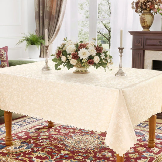Smiry Square Table Cloth, Waterproof Heavy Duty Vinyl Tablecloths, Wipeable Washable Table Cover for Kitchen and Dining Room (Beige, 54" X 54")