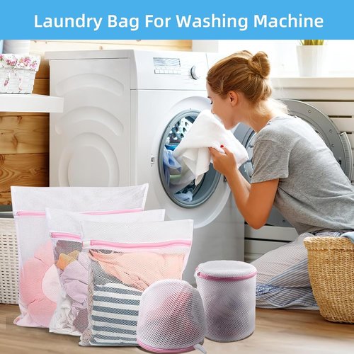 GOGOODA Mesh Laundry Bags for Delicates Durable Protective Wash Bags Travel Storage Bags for Intimates Lingerie, 7PCS (1XXL, 1XL,1L,1M,1S,2 bra bags)