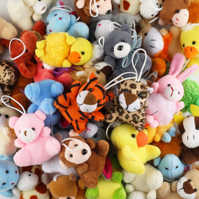 32 Piece Mini Plush Animal Toy Set, Cute Small Animals Plush Keychain Decoration for Themed Parties, Kindergarten Gift, Teacher Student Award, Goody Bags Filler for Boys Girls Child Kid Laxdacee