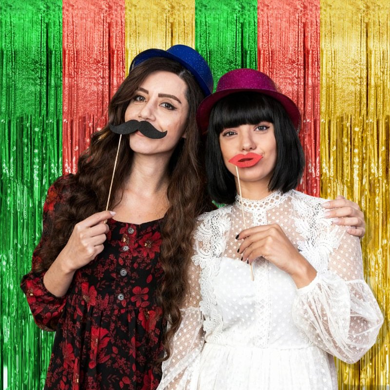 2 Pack Hawaii Backdrop Party Decorations Tinsel Curtain Summer Party Streamer Foil Fringe Birthday Decorations Photo Booth Vibrant Theme Christmas Beach Baby Shower Graduation Decor