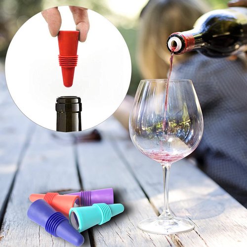 FXHDC-M 4 pcs Reusable Cork Novelty Wine Bottle Stoppers Rubber for Bottles of Opened Win Cork to Keep The Wine Champagne Beer Fresh