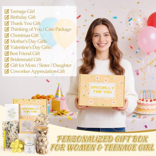 Daisy Gift Box for Women & Teen Girls – Self Care Gift Set, Cheer Up, Thinking of You & Get Well Soon Care Package for Mum, Sister, Daughter, Best Friend, Birthday Gift Basket &Thank You Gifts for Her