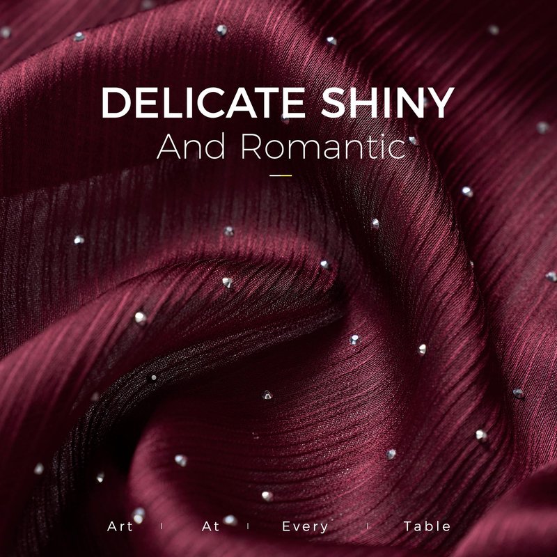 Leetaltree Dazzle Table Runner with Hot-fix Rhinestones-Luxury Scarf Table Runner 120 Inch 10FT -Elegant Gift Set with Card for Wedding,Christmas, Baby Shower,Holiday & Home Decor (Burgundy, 1 Pack)