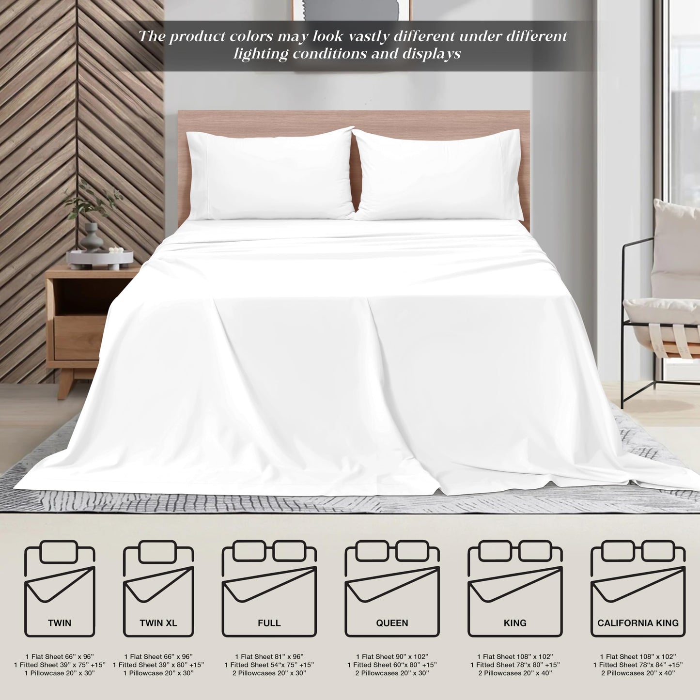 GLAMBURG Cotton Rich Queen Sheet Set - 4 Piece Deep Pocket Bedding Sets Queen with Marrowing - Ultra Soft, Wrinkle Resistant, Quick Dry, Easy Care Queen Sheets - White
